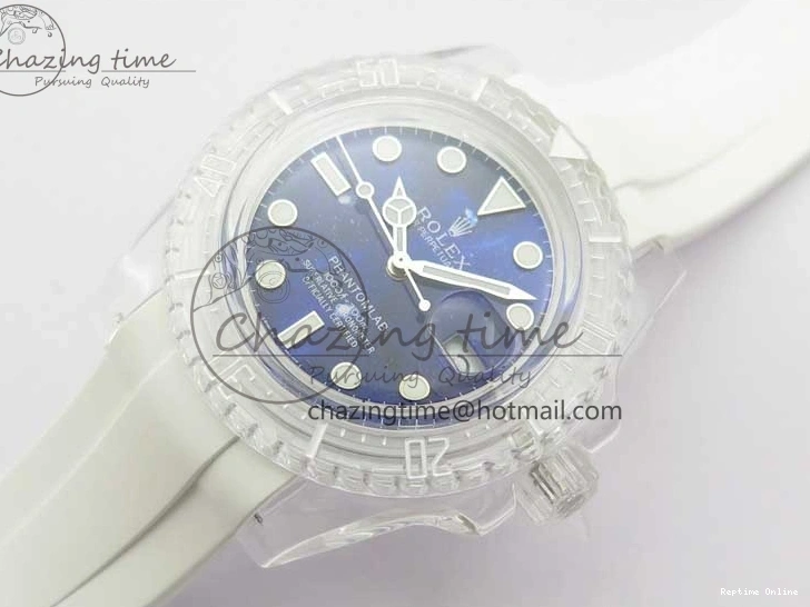 0512 Submariner Phantomlab Transparent KZF Best Edition Deep Blue Dial on White Rubber Strap VR WellDesigned 2568